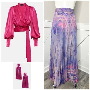 ANTHROPOLOGIE SIDDHARTHA BANSAL PURPLE PLEATED MAXI SKIRTSIZE - 8 - PRELOVED